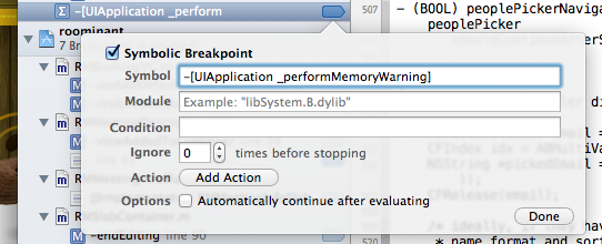 Perform memory warning